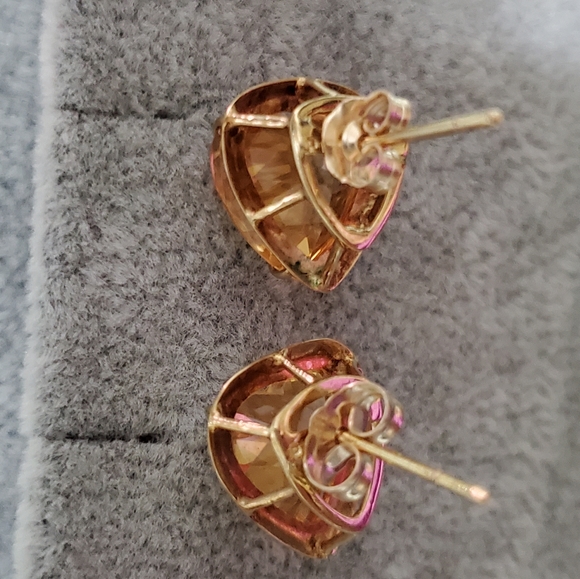 14K Gold Citrine Earrings - Picture 5 of 10